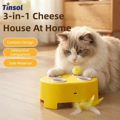 3-in-1 Interactive Cat Toy – Electric Whack-a-Mole Teaser Toy for Indoor Cats & Boredom Relief