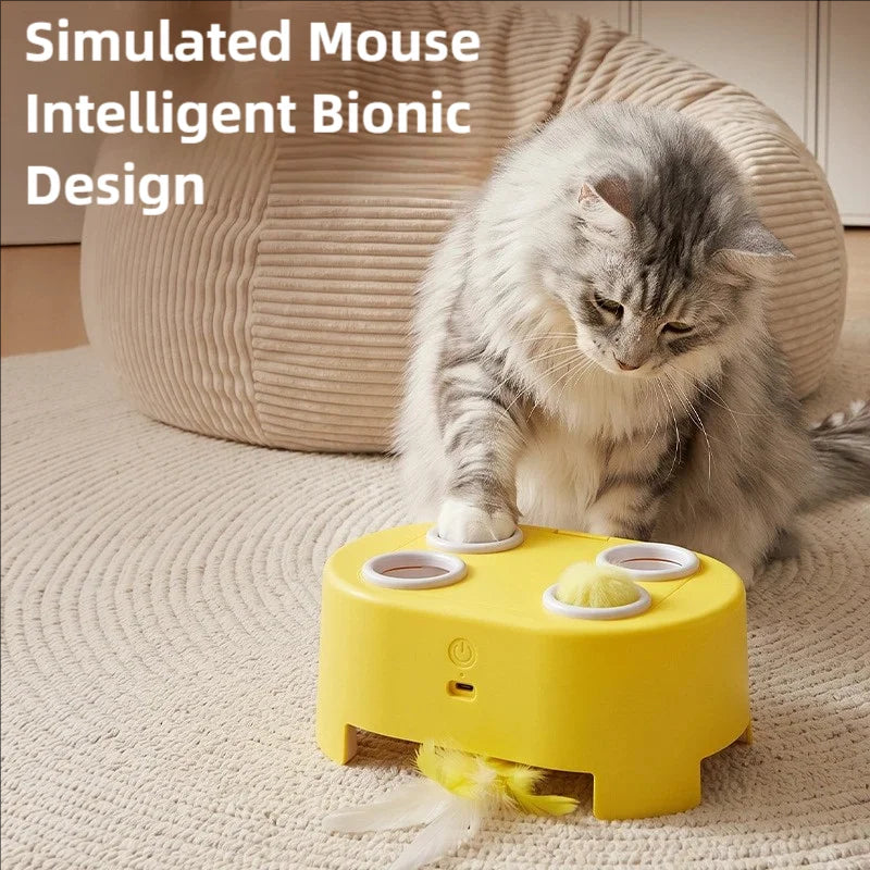 3-in-1 Interactive Cat Toy – Electric Whack-a-Mole Teaser Toy for Indoor Cats & Boredom Relief