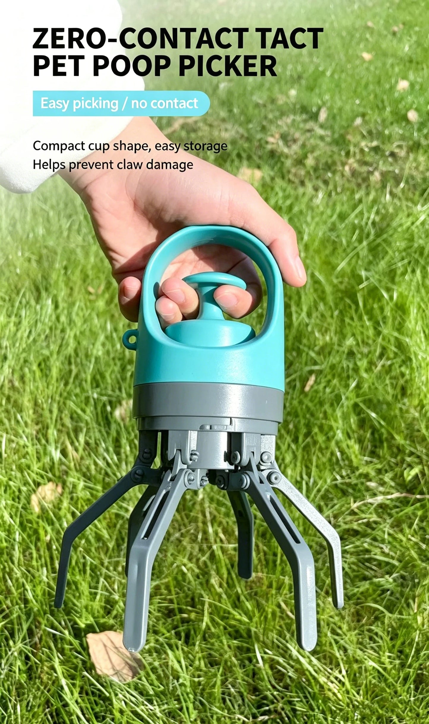 Portable Dog Pooper Scooper with Built-In Waste Bag – No-Touch Pet Poop Picker for Outdoor Walks & Backyard Cleanup