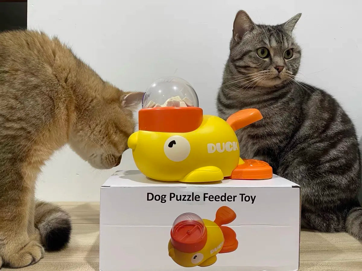 interactive Dog Puzzle Feeder Toy – Treat Dispensing Slow Feeder with Anti-Slip Cartoon Duck Design