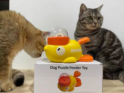 interactive Dog Puzzle Feeder Toy – Treat Dispensing Slow Feeder with Anti-Slip Cartoon Duck Design