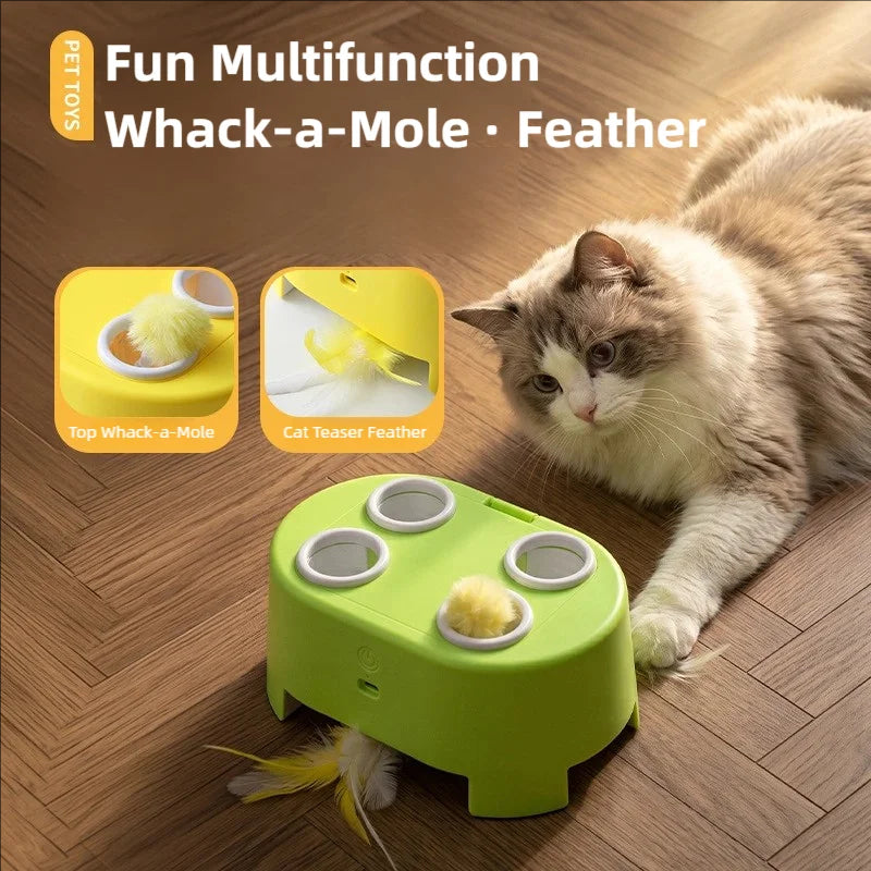 3-in-1 Interactive Cat Toy – Electric Whack-a-Mole Teaser Toy for Indoor Cats & Boredom Relief