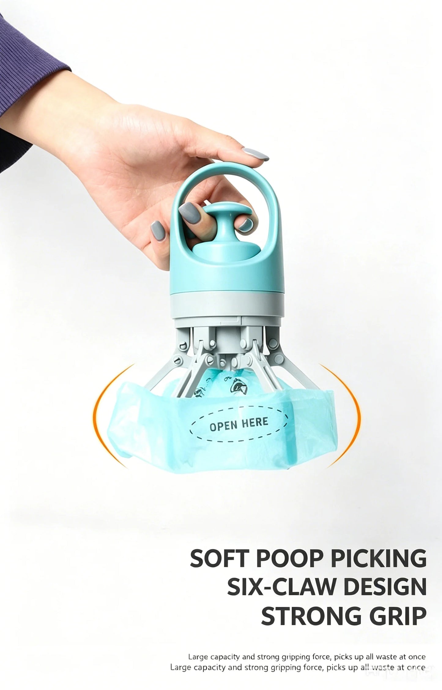 Portable Dog Pooper Scooper with Built-In Waste Bag – No-Touch Pet Poop Picker for Outdoor Walks & Backyard Cleanup