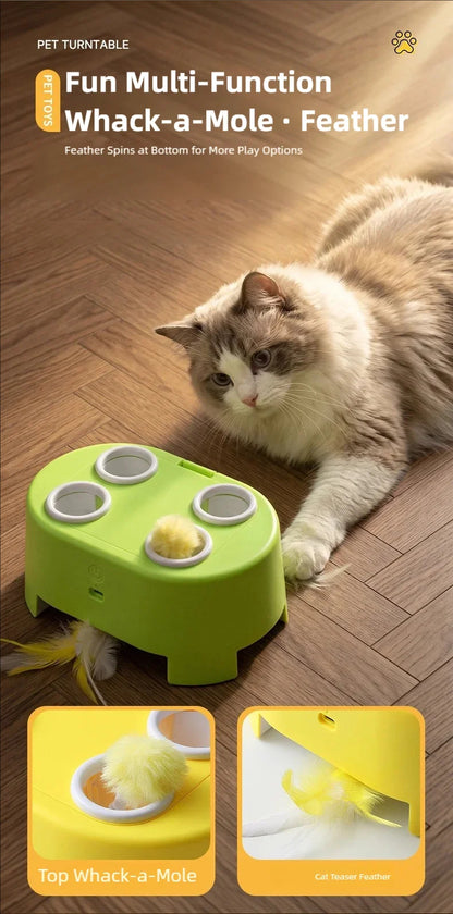 3-in-1 Interactive Cat Toy – Electric Whack-a-Mole Teaser Toy for Indoor Cats & Boredom Relief
