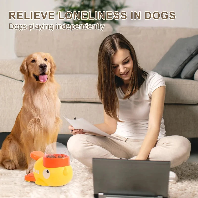 interactive Dog Puzzle Feeder Toy – Treat Dispensing Slow Feeder with Anti-Slip Cartoon Duck Design