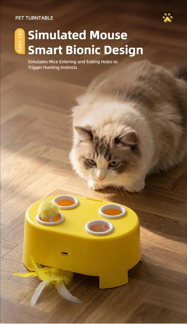 3-in-1 Interactive Cat Toy – Electric Whack-a-Mole Teaser Toy for Indoor Cats & Boredom Relief